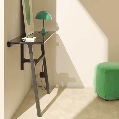 Moderner Konsolentisch - BOTTEGA - Kristalia - Glas / aus Laminam / Gestell aus Esche