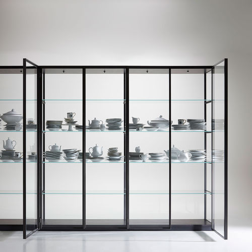 Moderne Vitrine - EX-LIBRIS - Porro - Glas / Eiche / Aluminium