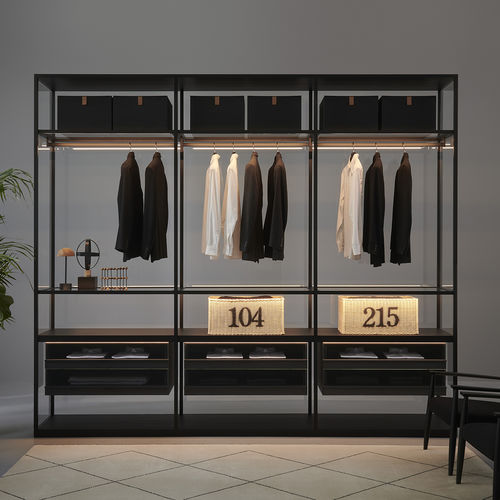 Eckkleiderschrank - Black Sugi - Porro - Modul / modern / Glas