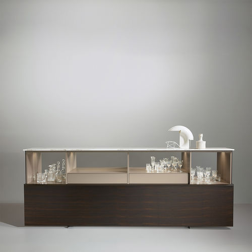 Modernes Sideboard - GALLERY - Porro - Metall / mit Regal / schwarz