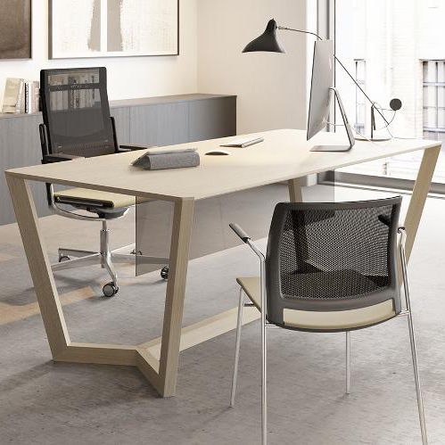 Bodenstehender Schreibtisch - LORCA - Sellex - modern / Holzfurnier / lackiertes Holz