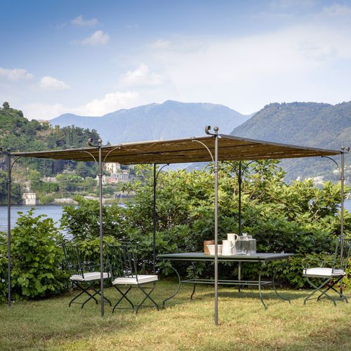 Selbsttragende Pergola - SOLAIRE - Unopiù - Eisen / mit Stoffüberdachung / Faltdach
