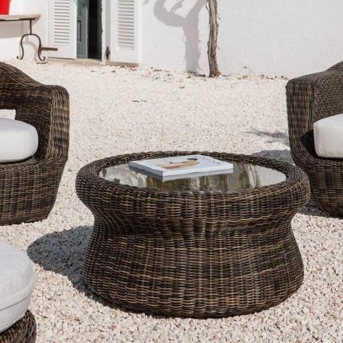 Moderner Couchtisch - Agorà - Unopiù - Synthetikfaser / Gestell aus Aluminium / rund