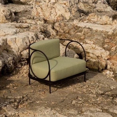 Moderner Sessel - Ariete  - Unopiù - Stoff / Schmiedeeisen / galvanisiertes Eisen