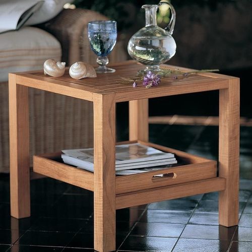 Klassischer Couchtisch - Chelsea  - Unopiù - Teakholz / Gestell aus Teakholz / quadratisch