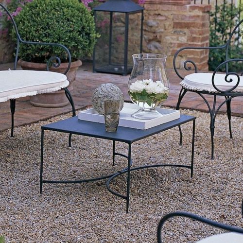 Klassischer Couchtisch - TOSCANA  - Unopiù - galvanisiertes Eisen / Gestell aus Eisen / rechteckig