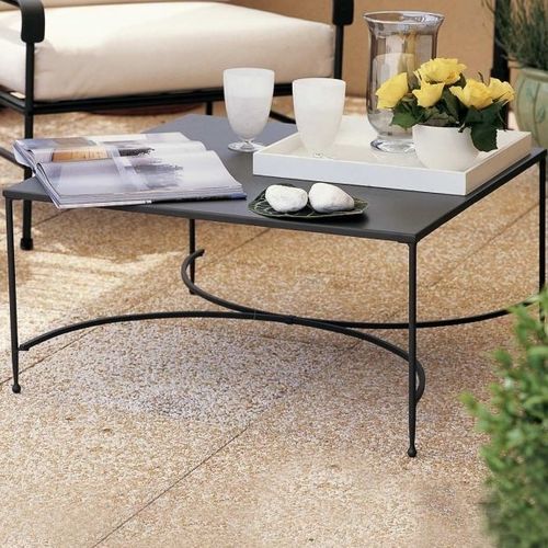 Klassischer Couchtisch - Toscana  - Unopiù - galvanisiertes Eisen / Gestell aus Eisen / quadratisch