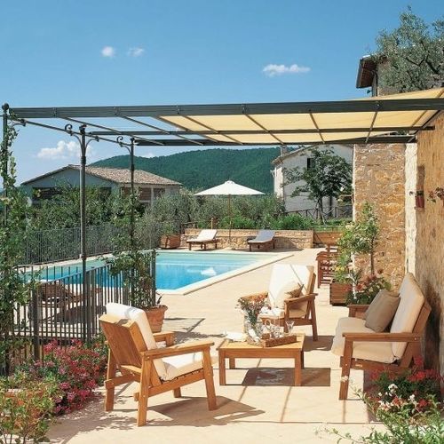 Angebaute Pergola - Solaire - Unopiù - Holz / thermolackiertes Aluminium / galvanisiertes Eisen