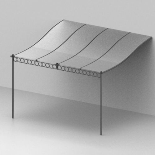 Angebaute Pergola - Tibisco - Unopiù - galvanisiertes Eisen / mit Stoffüberdachung / modulierbar