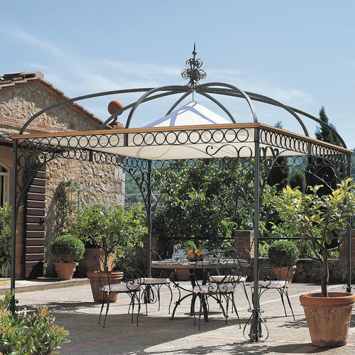 Pavillon / galvanisiertes Eisen - TIBISCO - Unopiù - Stoffdach / mit Metallstruktur / für Gewerbegebrauch