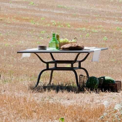 Klassischer Tisch - Toscana  - Unopiù - galvanisiertes Eisen / Gestell aus Eisen / quadratisch