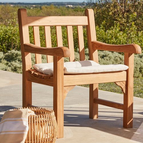 Traditioneller Sessel - Chelsea  - Unopiù - Stoff / Teakholz / Teakholz