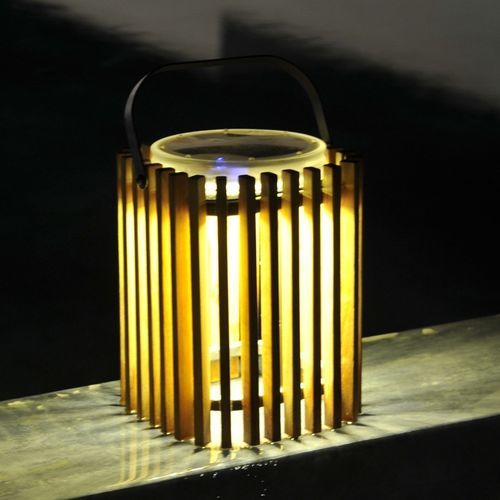 Moderne Laterne - Solare  - Unopiù - Aluminium / Teakholz / LED