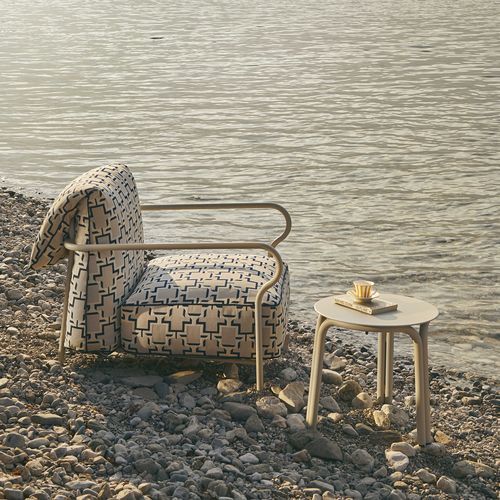 Moderner Sessel - SALÒ - Unopiù - Stoff / Aluminium / mit Kissen