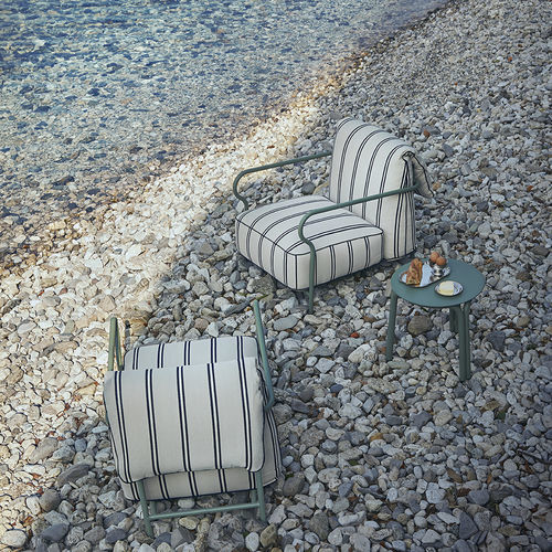 Moderner Beistelltisch - SALÒ  - Unopiù - Aluminium / Feinsteinzeug / Gestell aus Aluminium