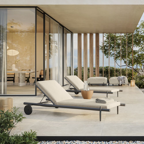 Moderne Sonnenliege - DAVOS - Unopiù - Acrylgewebe / Aluminium / für Garten