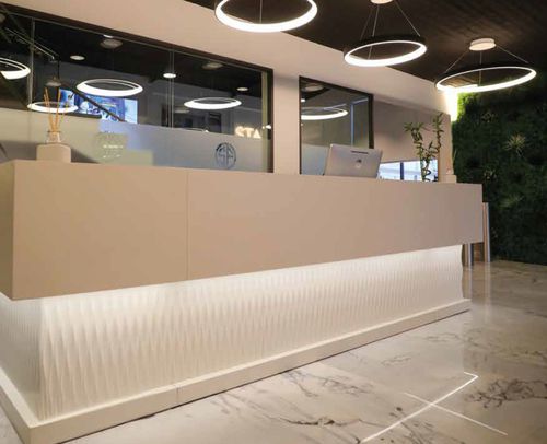 Empfangstheke für Eckeinbau - ALPHA - GEKIPS - L-förmig / modular / U-Rohr