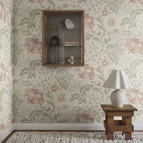 Moderne Tapete - Ava Mural - SAND BERG - Blumenmotiv / Panorama / rot