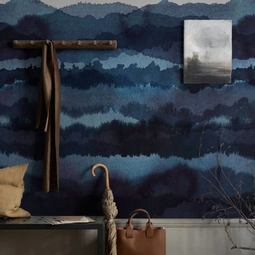 Tapete / originelles Design - MIDNATT - SAND BERG - Panorama / blau / grau
