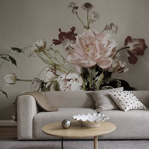 Moderne Tapete - Julie  - SAND BERG - Blumenmotiv / Panorama / schwarz