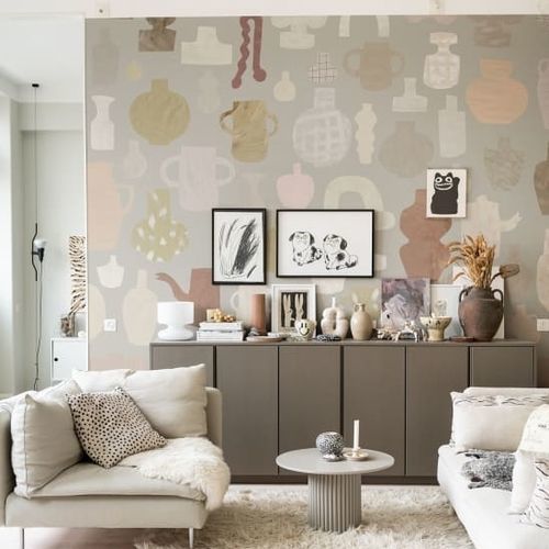 Moderne Tapete - Emilia  - SAND BERG - Kindermotiv / Panorama / grau