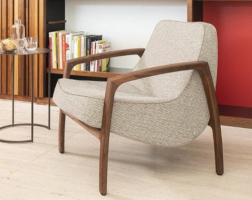 Moderner Sessel - LAGOM - JORI - Stoff / Leder / Nussbaum