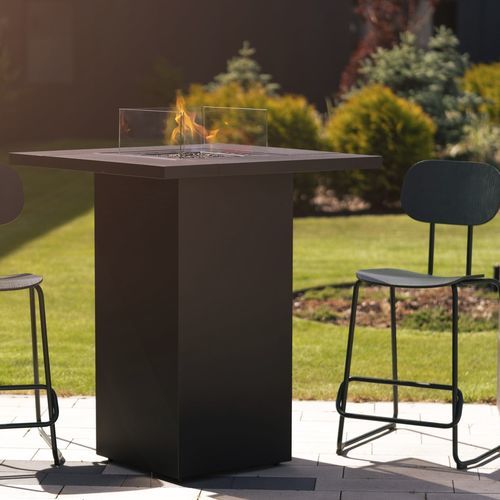 Moderner Stehtisch - Square Table High - Planika - galvanisiertem Stahl / Hartglas / Gestell aus Stahl