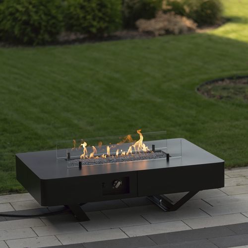 Garten-Feuerstelle / Gas - Rio Table  - Planika - galvanisiertem Stahl / Hartglas / rechteckig