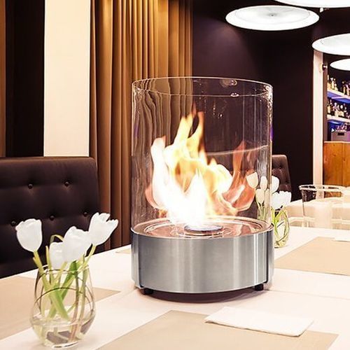 Bioethanol-Brennkammer / Glas - SIMPLE - Planika - Edelstahl / rund / modern