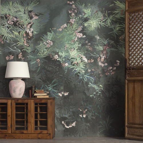 Moderne Tapete - LEGEND : WILD GARDEN-05 - LIZZO - Naturmotiv / Stoffoptik / grün