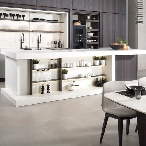 Moderne Küche - E7.90FS &middot; E4.90F - GAMADECOR – PORCELANOSA Grupo - Eiche / Kochinsel / Versteckte
