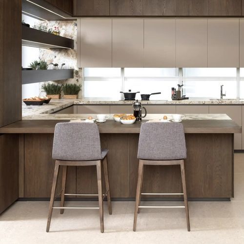 Moderne Küche - E7.90S &middot; E3.90 - GAMADECOR – PORCELANOSA Grupo - Carbon / Laminat / Eiche