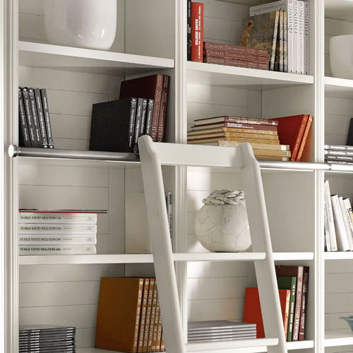 Wandmontiertes Bücherregal - LIVING DESIGN - L'OTTOCENTO - klassisch / Holz / mit integrierter Leiter
