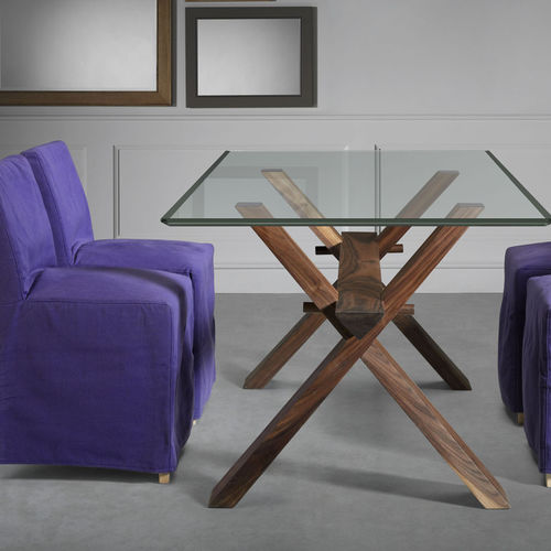 Moderner Tisch - DECIMO - L'OTTOCENTO - Glas / Gestell aus Holz / rechteckig