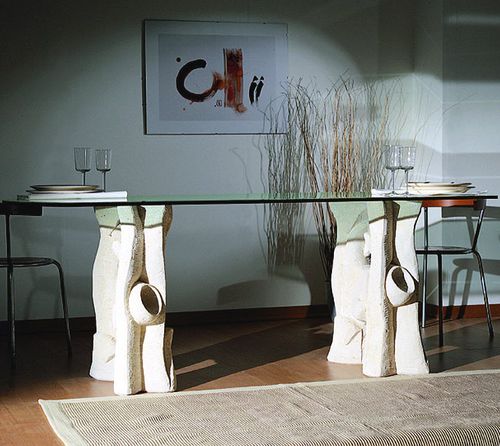 Moderner Esstisch - Magellano - stonebreakers - Kristall / Gestell aus Stein / oval