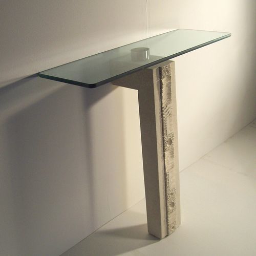 Moderner Konsolentisch - Etnica - stonebreakers - Glas / Gestell aus Stein / rechteckig