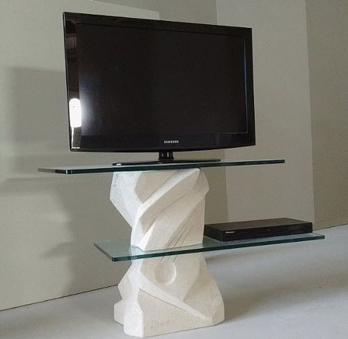 Modernes Fernsehmöbel - Picasso - stonebreakers - maßgefertigt / handgefertigt / Glas