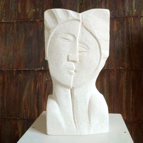 Steinskulptur - Il bacio - stonebreakers - handgefertigt / weiß / gegenständliche Malerei