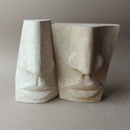 Steinskulptur - Hermanos - stonebreakers - grau / gegenständliche Malerei / modern