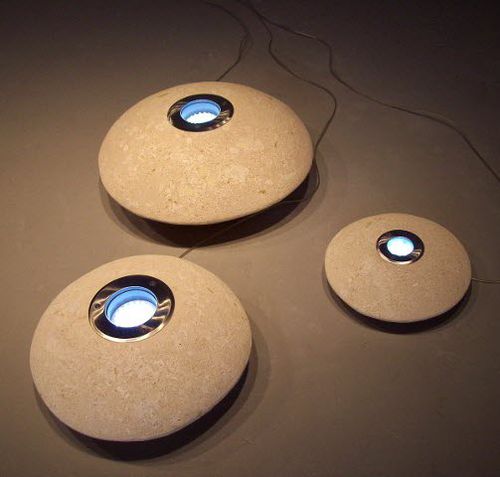 Bodenlampe - uFo LeD - stonebreakers - Naturstein / modern / mit Kabel