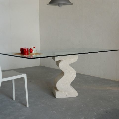 Esstisch / originelles Design - Flex - stonebreakers - Kristall / Gestell aus Stein / rechteckig