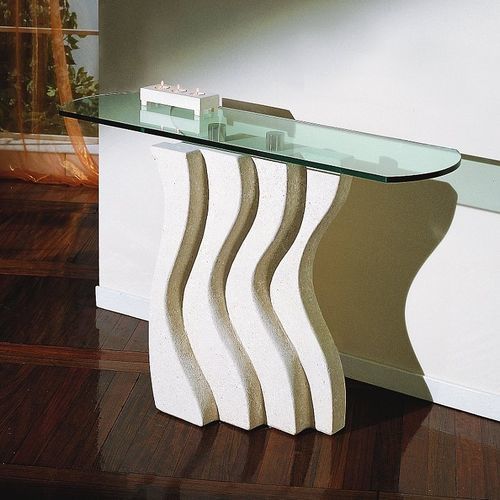 Moderner Konsolentisch - Onda  - stonebreakers - Glas / Gestell aus Stein / rechteckig