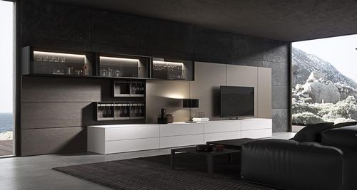 Moderne Wohnwand - MH6 - MODULNOVA - Holz / Modul