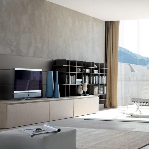 Modernes Fernsehmöbel - TWENTY RESINA - MODULNOVA - mit Schubladen / mit Regal / Holz