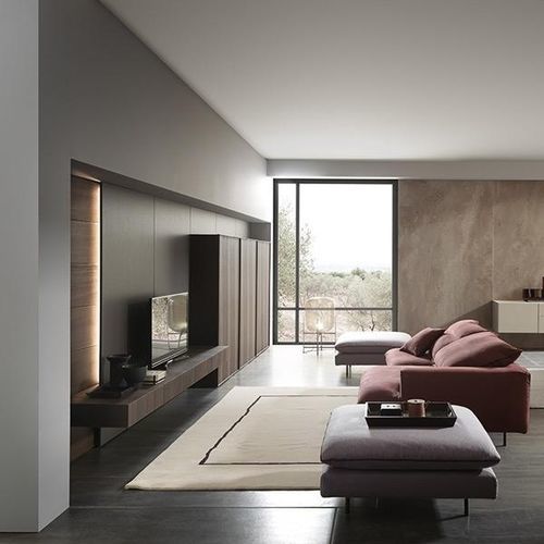 Moderne Wohnwand - FRAME - MODULNOVA - Holz / Modul / mit Regal