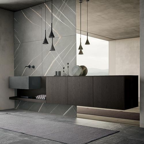 Wandhängender Waschtisch-Unterschrank - MH6 - MODULNOVA - Holz / modern / mit 3 Türen