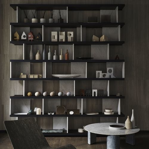 Modernes Bücherregal - COLONNATA - Salvatori - für Gewerbegebrauch / Eiche / Marmor