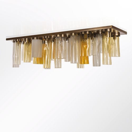 Moderne Deckenleuchte - SKYLINE - MULTIFORME - rechteckig / Metall / geblasenes Glas