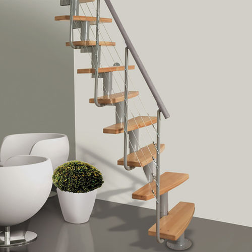 Gerade Treppe - MINI PLUS - Atrium - Holzstufen / mit Metallstruktur / modern