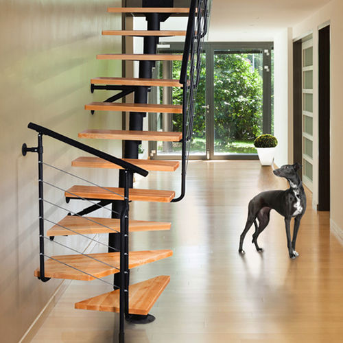 Viertelgewendelte Treppe - DIXI PLUS - Atrium - Holzstufen / mit Metallstruktur / modern